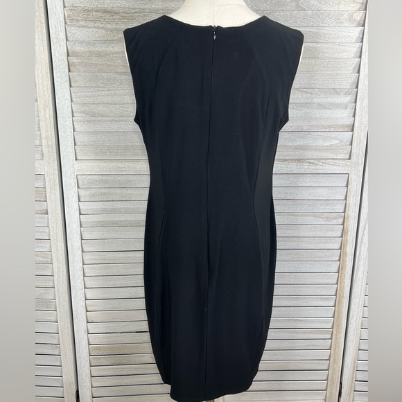 DRESS BARN Sleeveless Sheath Dress Stretchy Black w Chain & Animal Print-14 - Picture 2 of 2